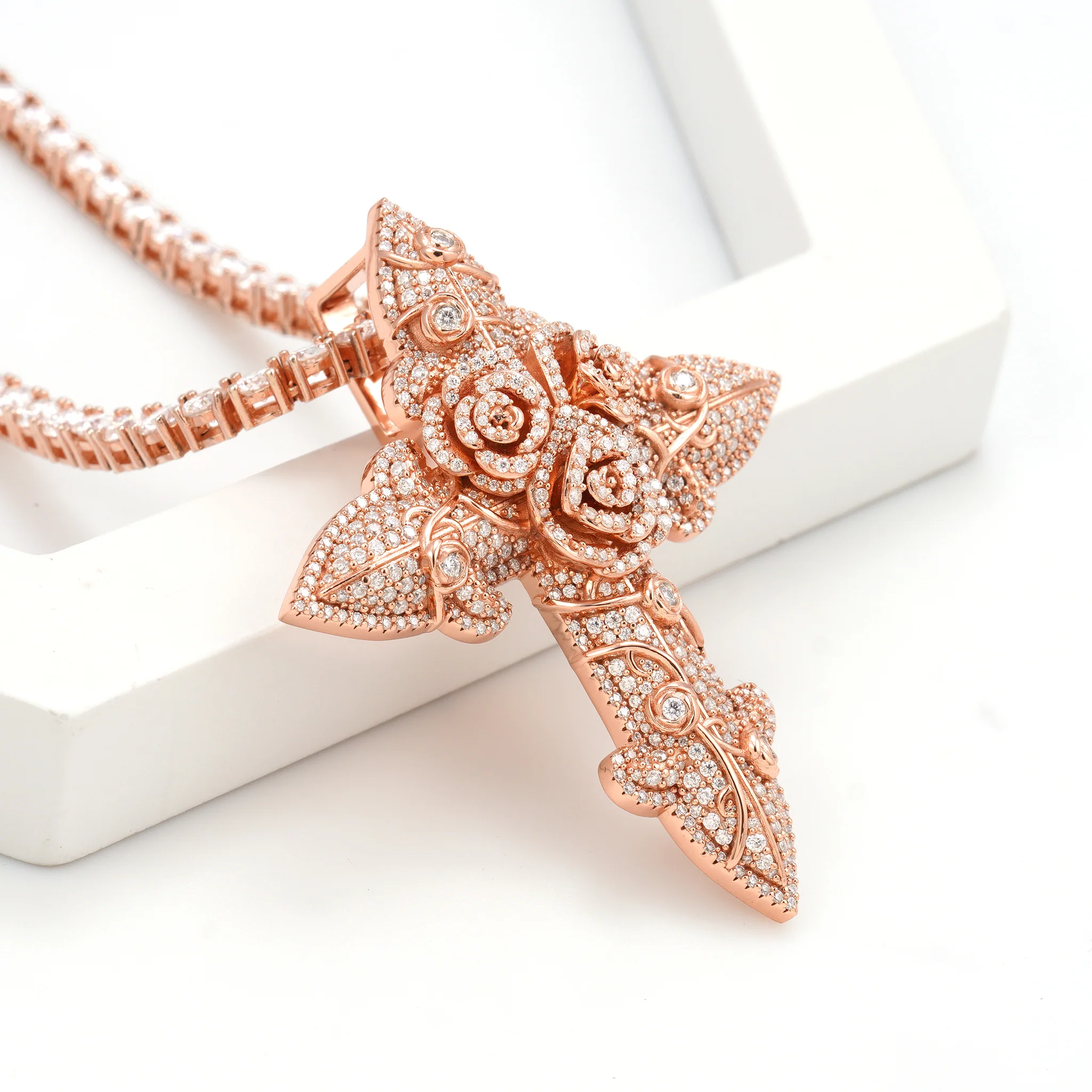 Cross With Roses Pendant - Image 3