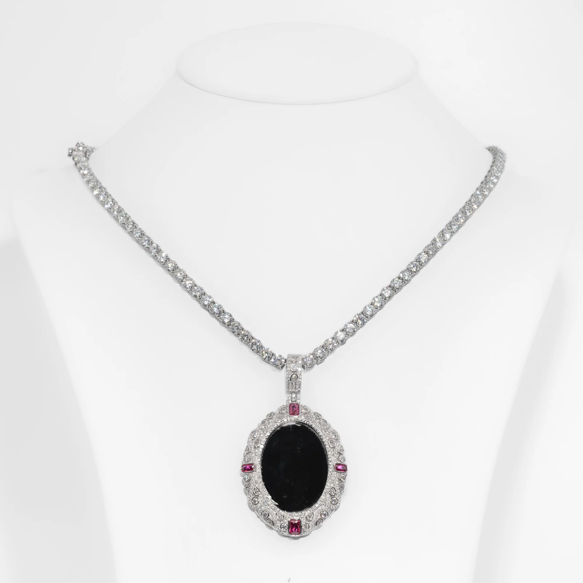 Ruby Halo Onyx Memorial Pendant - Image 2