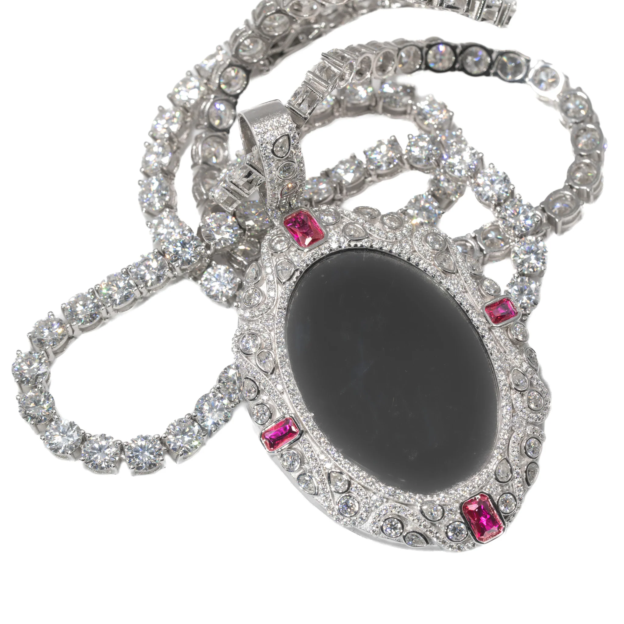 Ruby Halo Onyx Memorial Pendant
