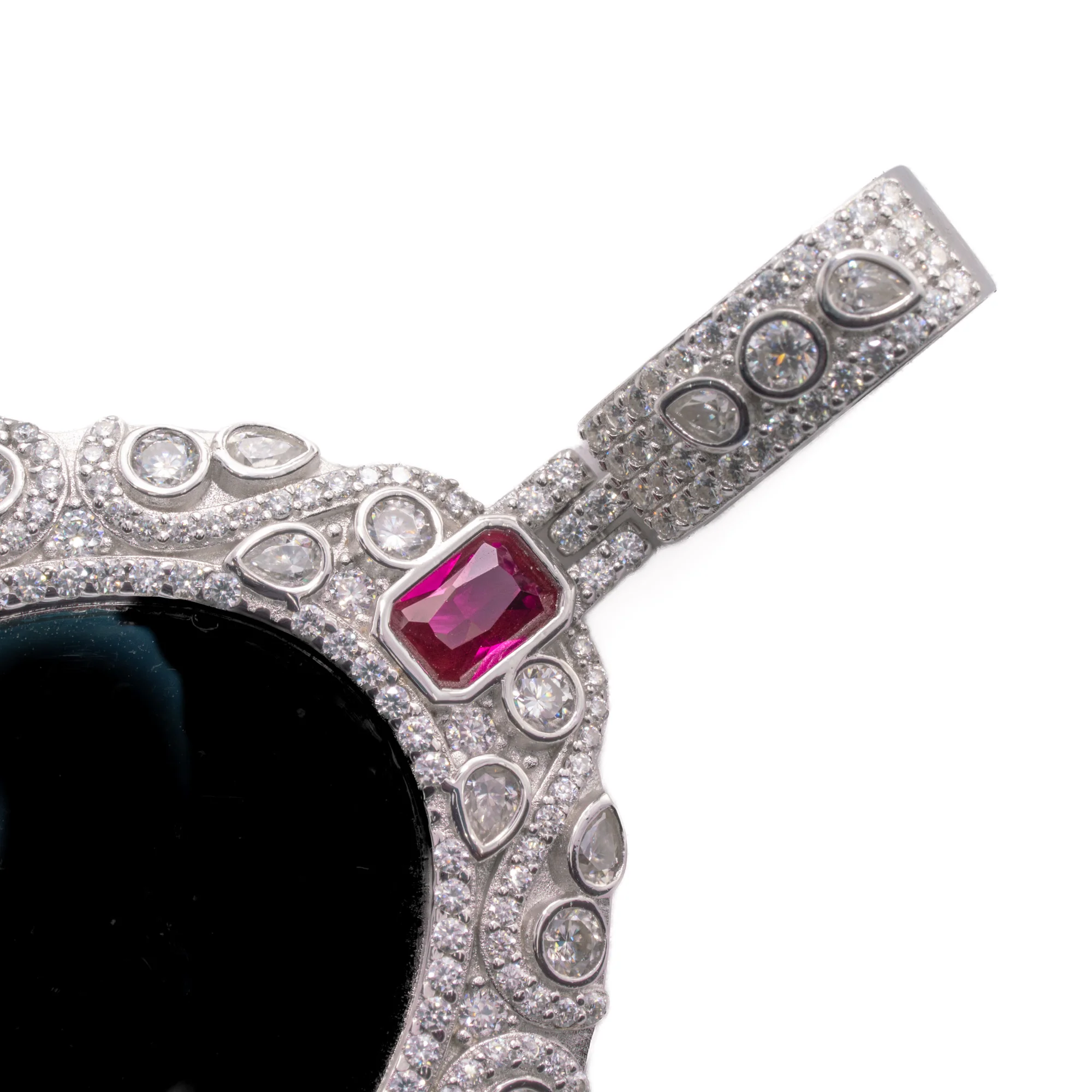 Ruby Halo Onyx Memorial Pendant - Image 3